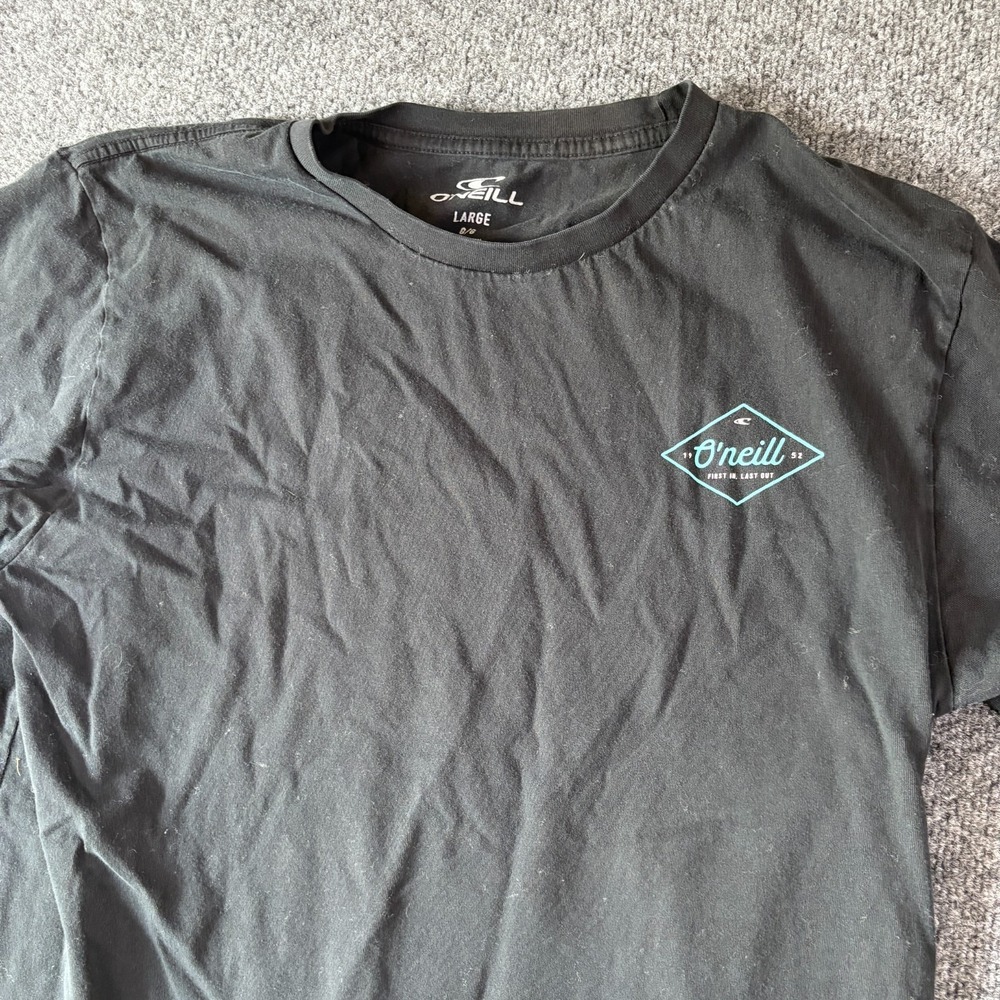 O'Neill First In Last Out T-Shirt Mens Large Black Cotton Graphic Logo Outdoor - Picture 2 of 10